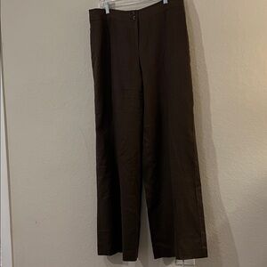 Talbots Collection Dark Chocolate Stretch Pants Size 12 Linen Viscose Blend
